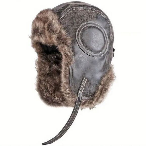 Lightweight Thickened Faux Leather Bomber Hat Catcher Hat Pilot Hat Trappers Hat - Picture 3 of 6